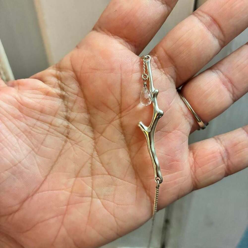 Unbranded Silver Branch Necklace with Crystal Drop